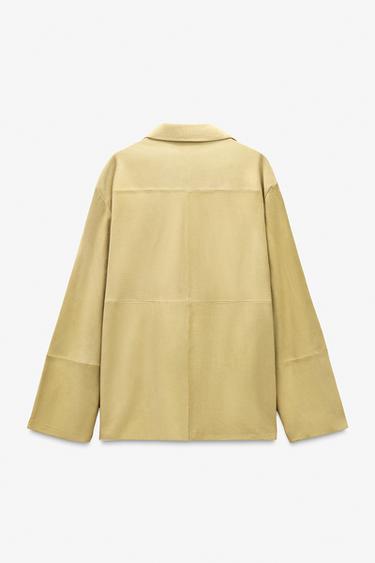 CHEMISE À POCHE EN CUIR DAIM ÉDITION LIMITÉE - Jaune de Zara - Image 6