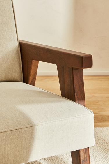 FAUTEUIL EN NOYER TAPISSÉ ZARA HOME BY BLASCO - Écru de Zara - Image 2