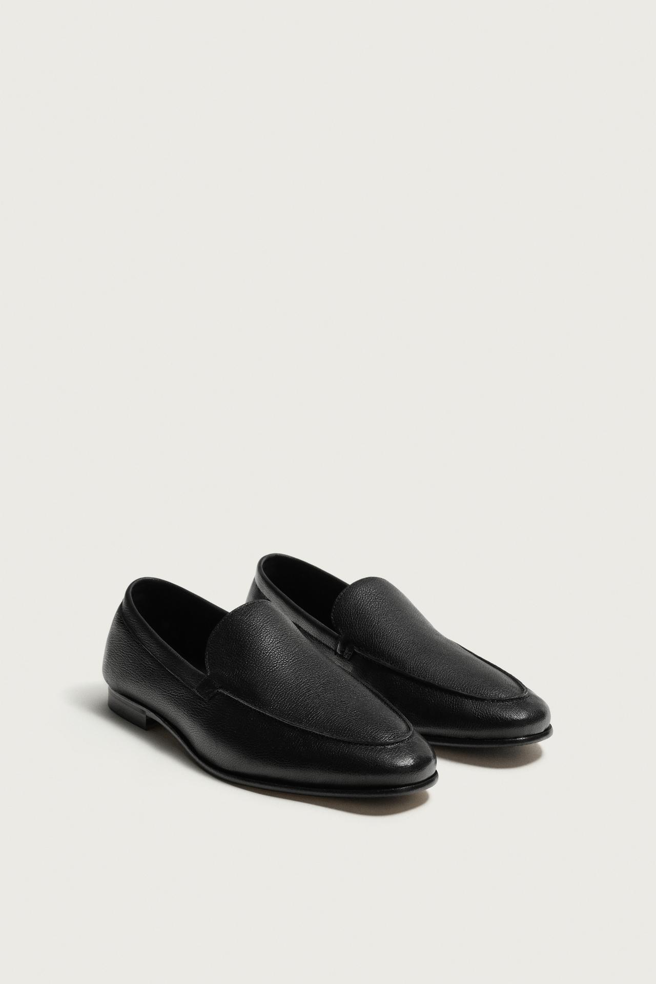LEATHER DRESS LOAFERS — Black