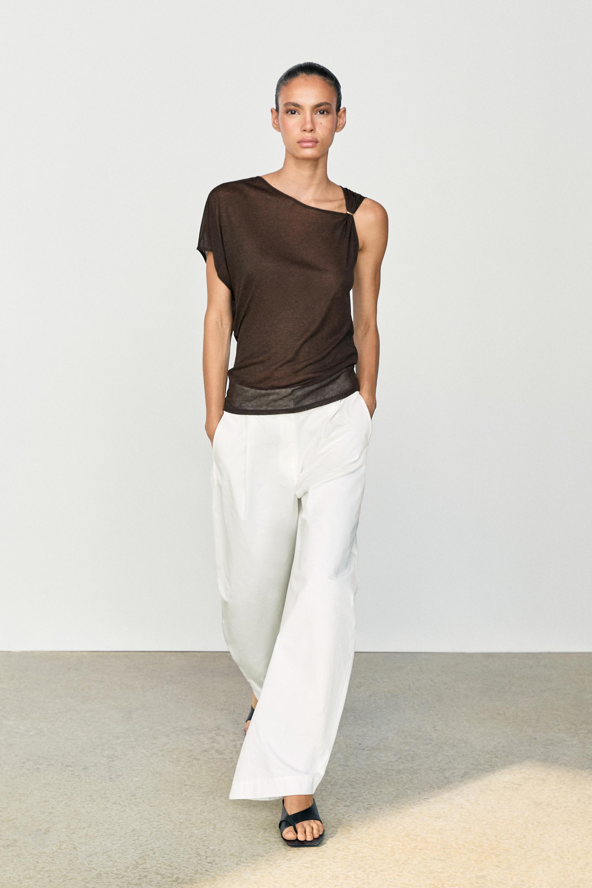 Asymmetric drop sleeve fluid top — Brown marl