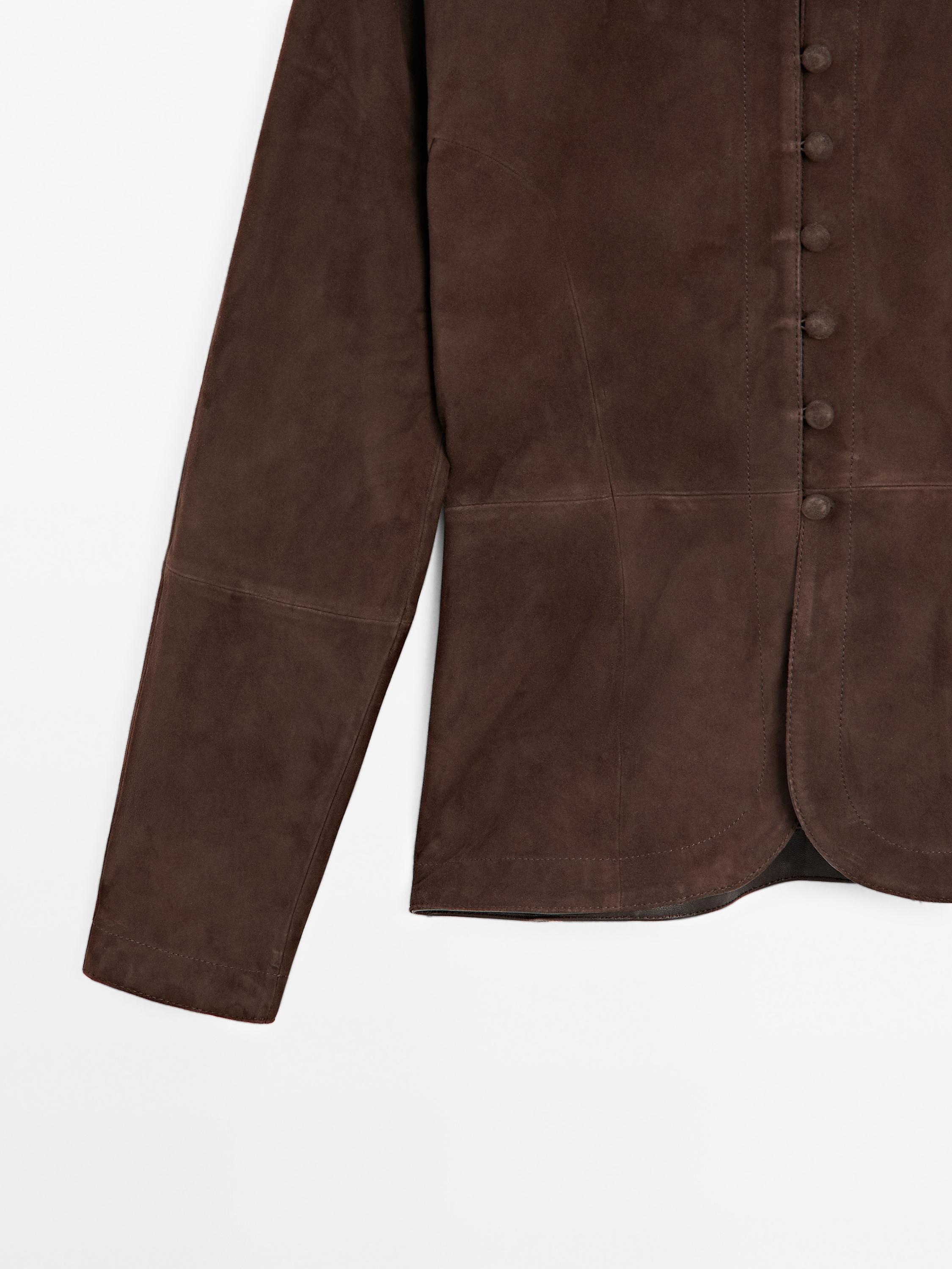 Chemisier court en cuir effet daim
