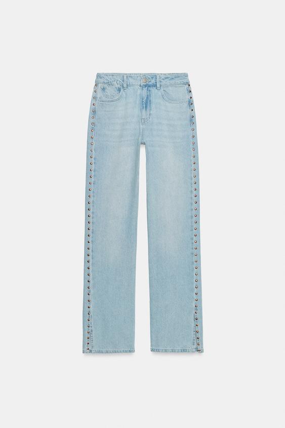 JEANS Z1975 STRAIGHT TIRO MEDIO TACHAS - Azul medio de Zara - Imagen 0