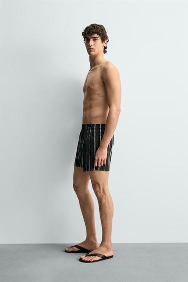 STRIPED SWIMMING TRUNKS - Black by Zara - Image 3