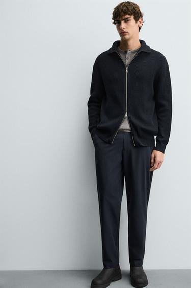 PANTALON STRUCTURÉ CONFORTABLE - Bleu marine de Zara - Image 4