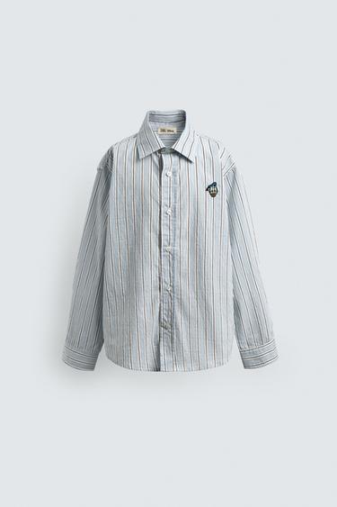 ÁO SƠ MI KẺ SỌC, ĐẮP VÁ HÌNH VỊT DONALD HARRY LAMBERT FOR ZARA X DISNEY - Màu xanh da trời từ Zara