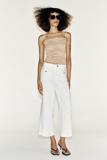 Z1975 HIGH-WAIST CULOTTE JEANS - White by Zara