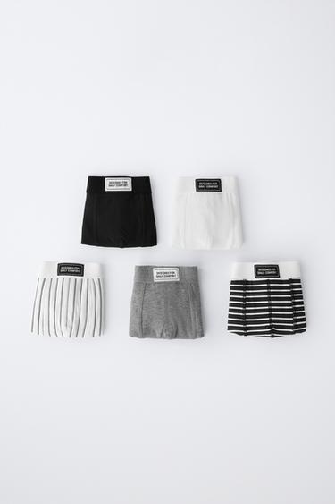 SET 5 QUẦN LÓT BOXER ĐÍNH NHÃN (2-6 TUỔI) - Màu đen từ Zara