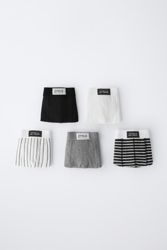 2-6 AÑOS/ PACK CINCO BÓXERS ETIQUETA - Negro de Zara - Imagen 0
