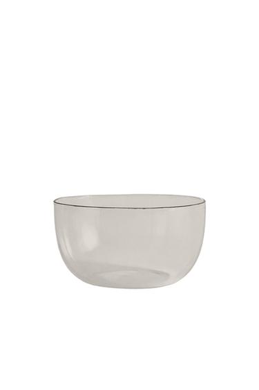 BOROSILICATE GLASS BOWL WITH SILVER RIM - Silver by Zara