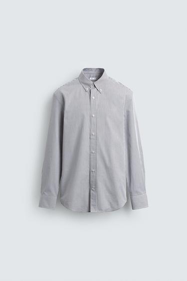 Zara KARIRANA KOŠULJA REGULAR FIT – bež