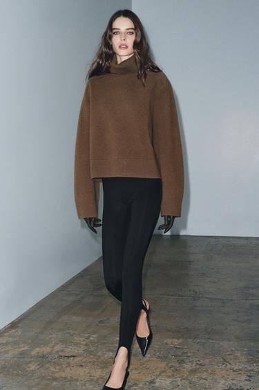 JERSEY 95% LANA CUELLO SUBIDO - Marrón claro de Zara - Imagen 0