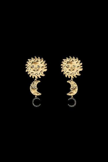 Zara SUN AND MOON EARRINGS - Golden - Image 0