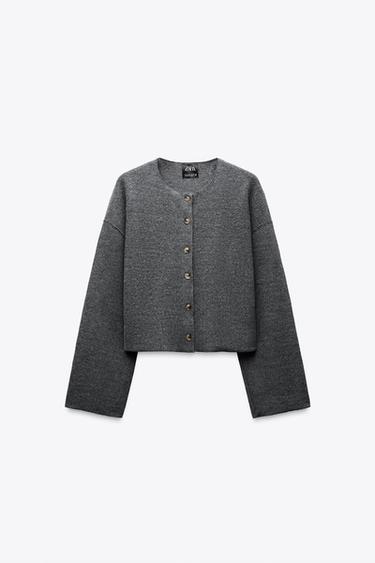 SOFT RIBBED CARDIGAN - Grey by Zara