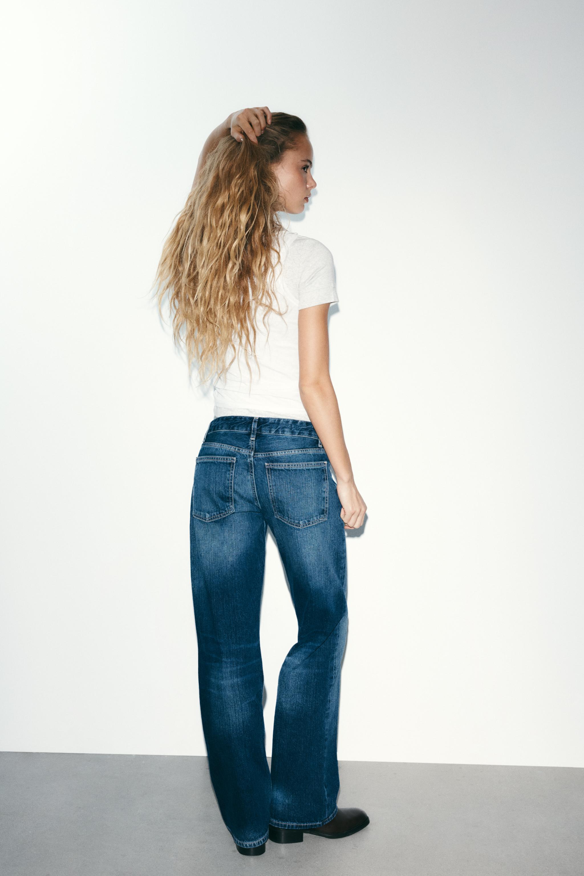 Zara Trf Geniş Paça Düşük Bel Jean görsel 5