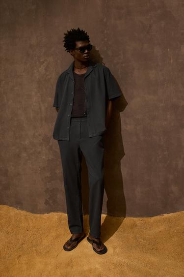 COTTON - LINEN TROUSERS - Charcoal by Zara - Image 0