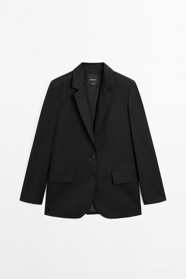 Zara 100% extra fine wool two-button blazer - Black - Image 0