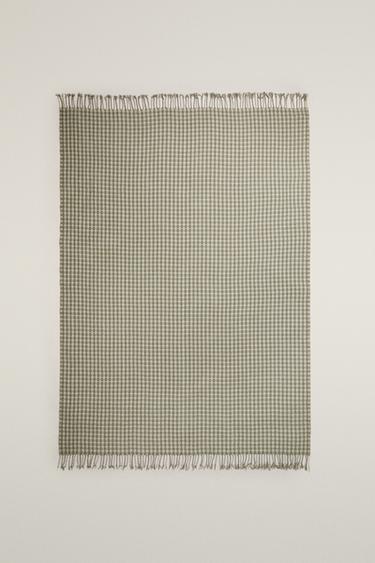 CHECK JACQUARD BLANKET - Green by Zara - Image 0