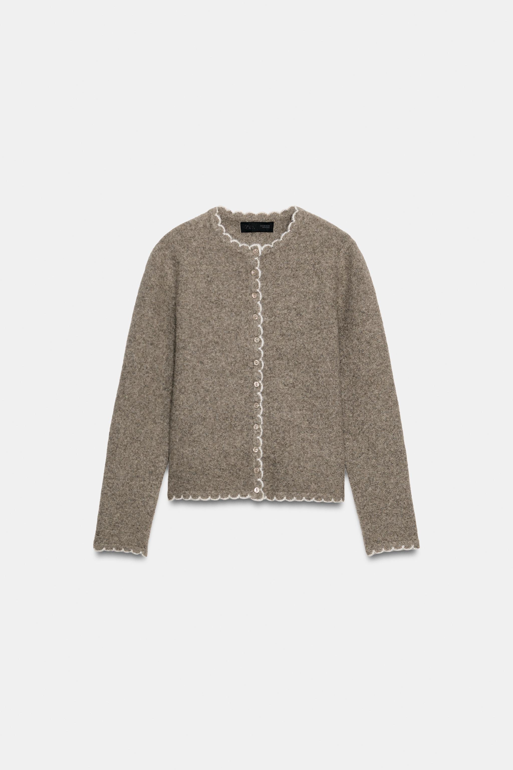 Zara KONTRAST BİYELİ TRİKO HIRKA görsel 6