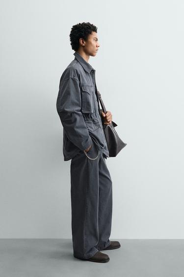 WASHED TEXTURED COTTON TROUSERS - Light indigo by Zara - Image 3