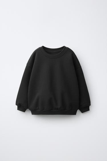 PLAIN PLUSH SWEATSHIRT - Black by Zara