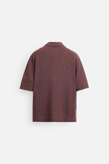 WASHED TEXTURED SHIRT - Dark pink by Zara - Image 8