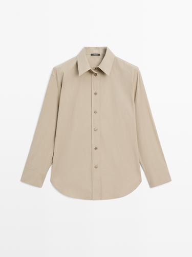 Camisa larga popelín 100% algodón - Menta de Zara