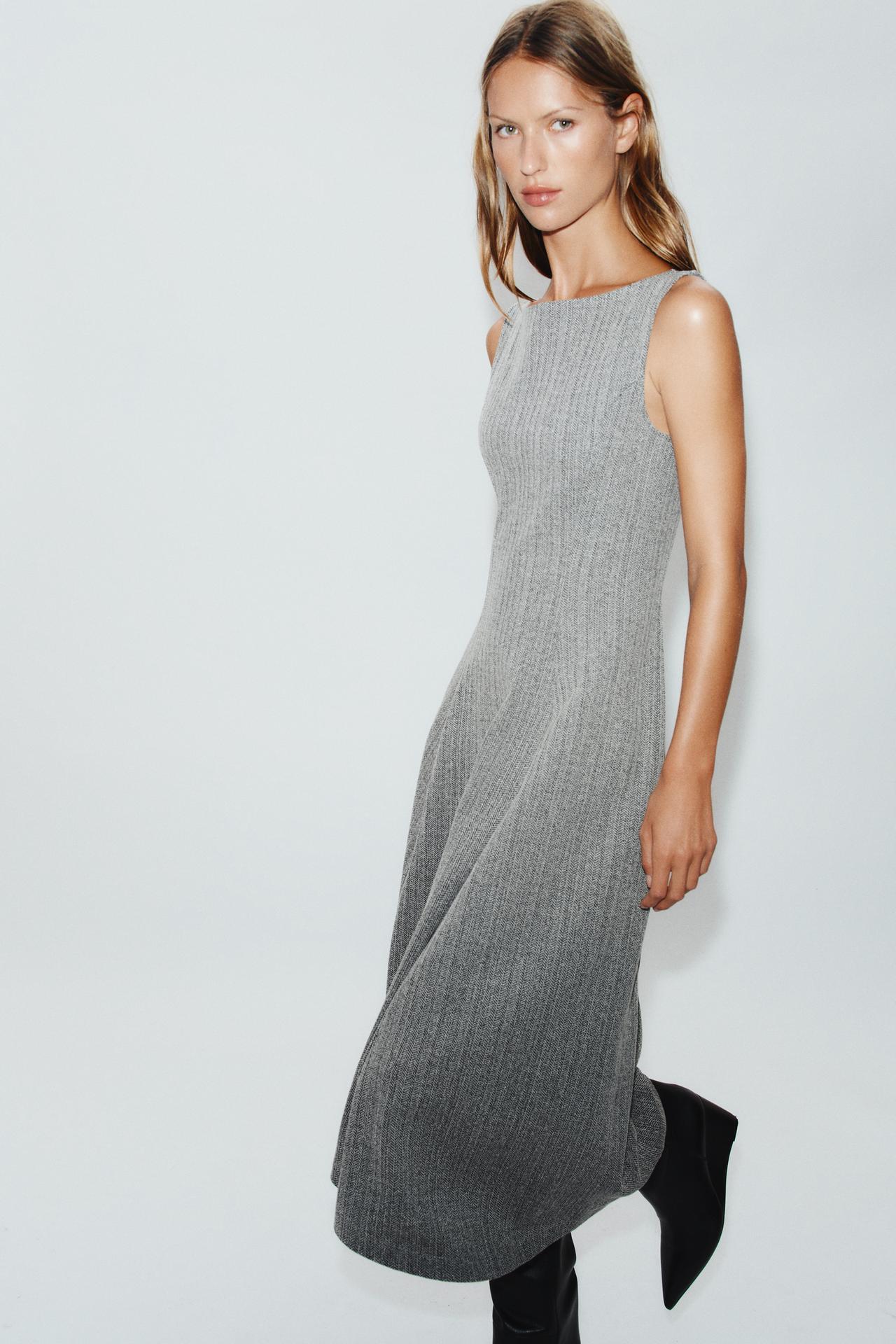 ASYMMETRIC MIDI DRESS — Black / White