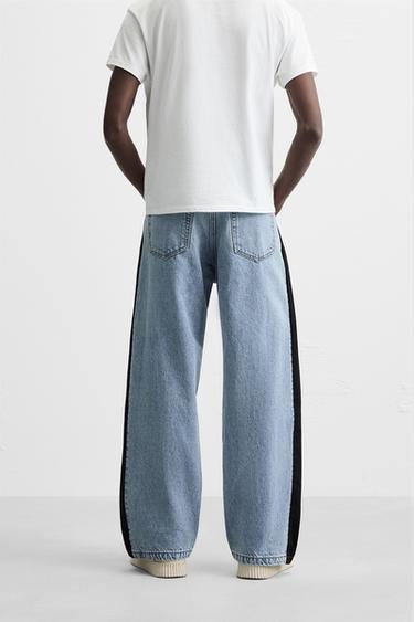 BAGGY FIT JEANS WITH STRIPES - Light blue by Zara - Image 2