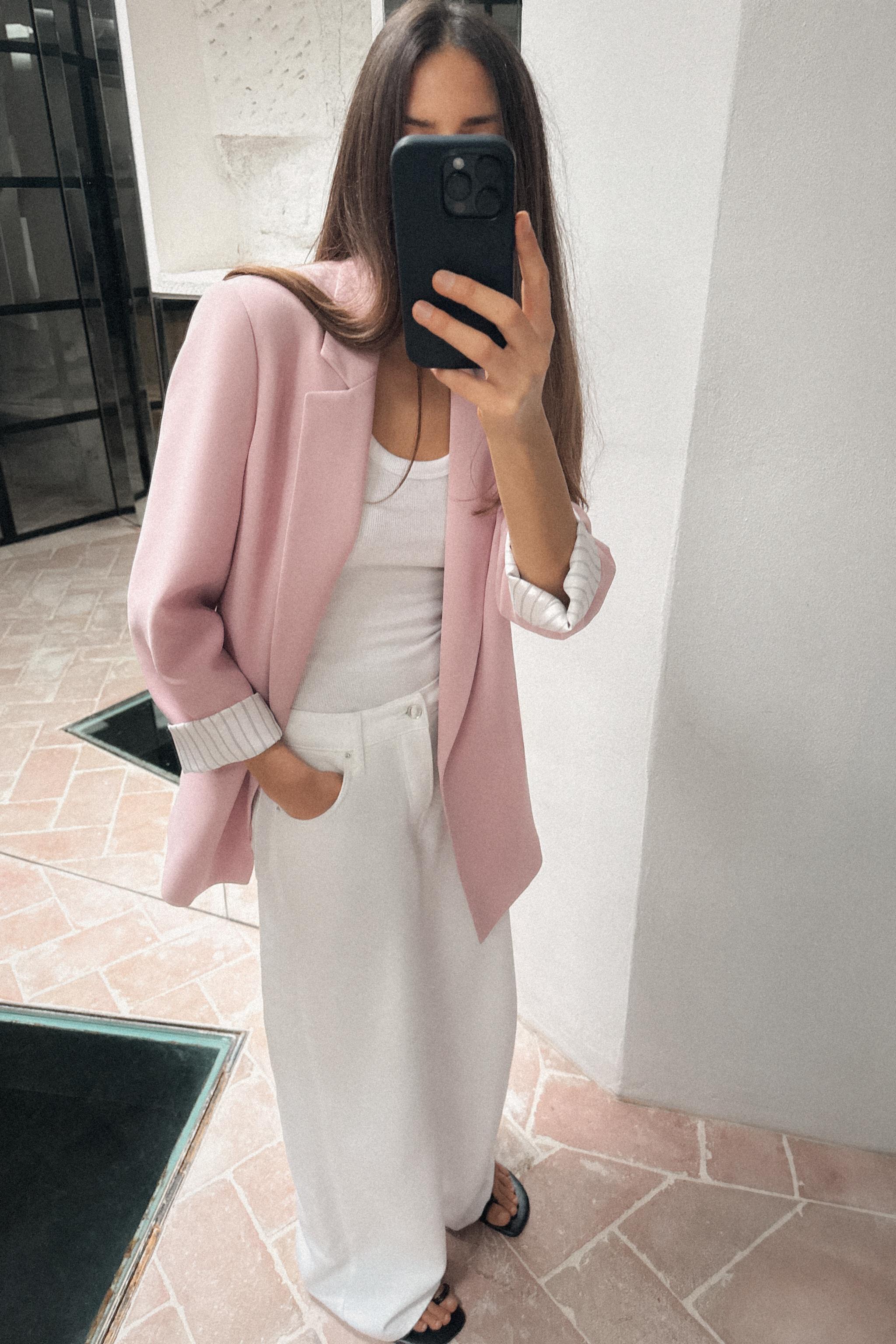 ROLL-UP SLEEVE PRINTED CUFF BLAZER