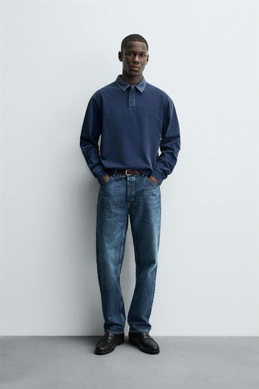 Zara 撞色領 POLO 衫運動衫 - 藍色 / 靛青色