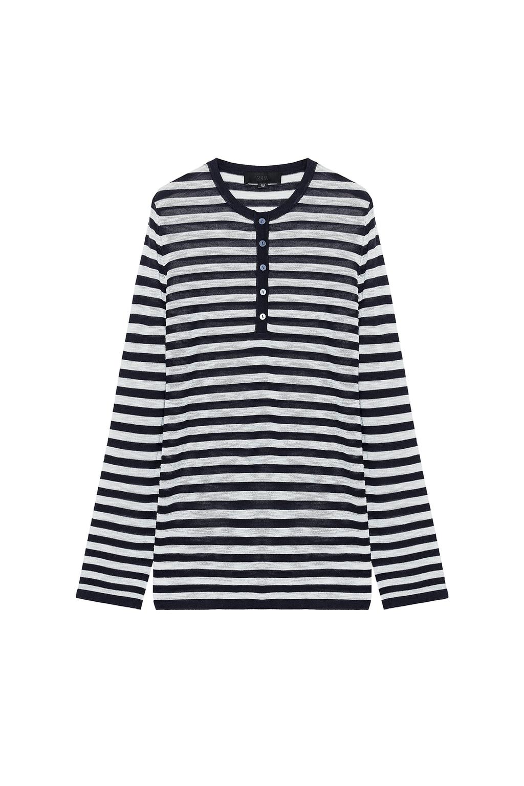 STRIPED BUTTON SWEATER - image 3