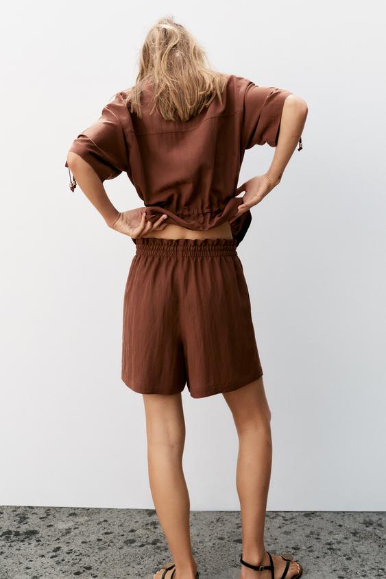SHORT À TAILLE ÉLASTIQUE - brique foncée de Zara - Image 2