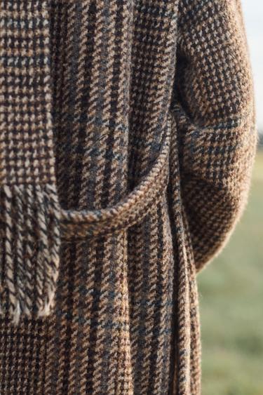MANTEAU À CARREAUX AVEC ÉCHARPE ÉDITION LIMITÉE - Marron de Zara - Image 3