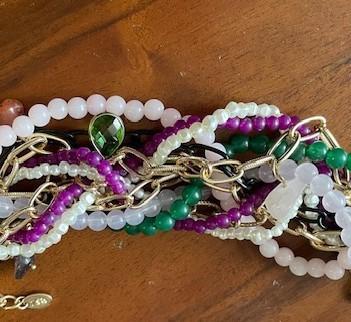 BRAIDED BRACELET WITH PEARLS AND STONES - Image 3