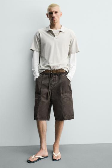 SHORT BAGGY AVEC CEINTURE - Marron de Zara - Image 5