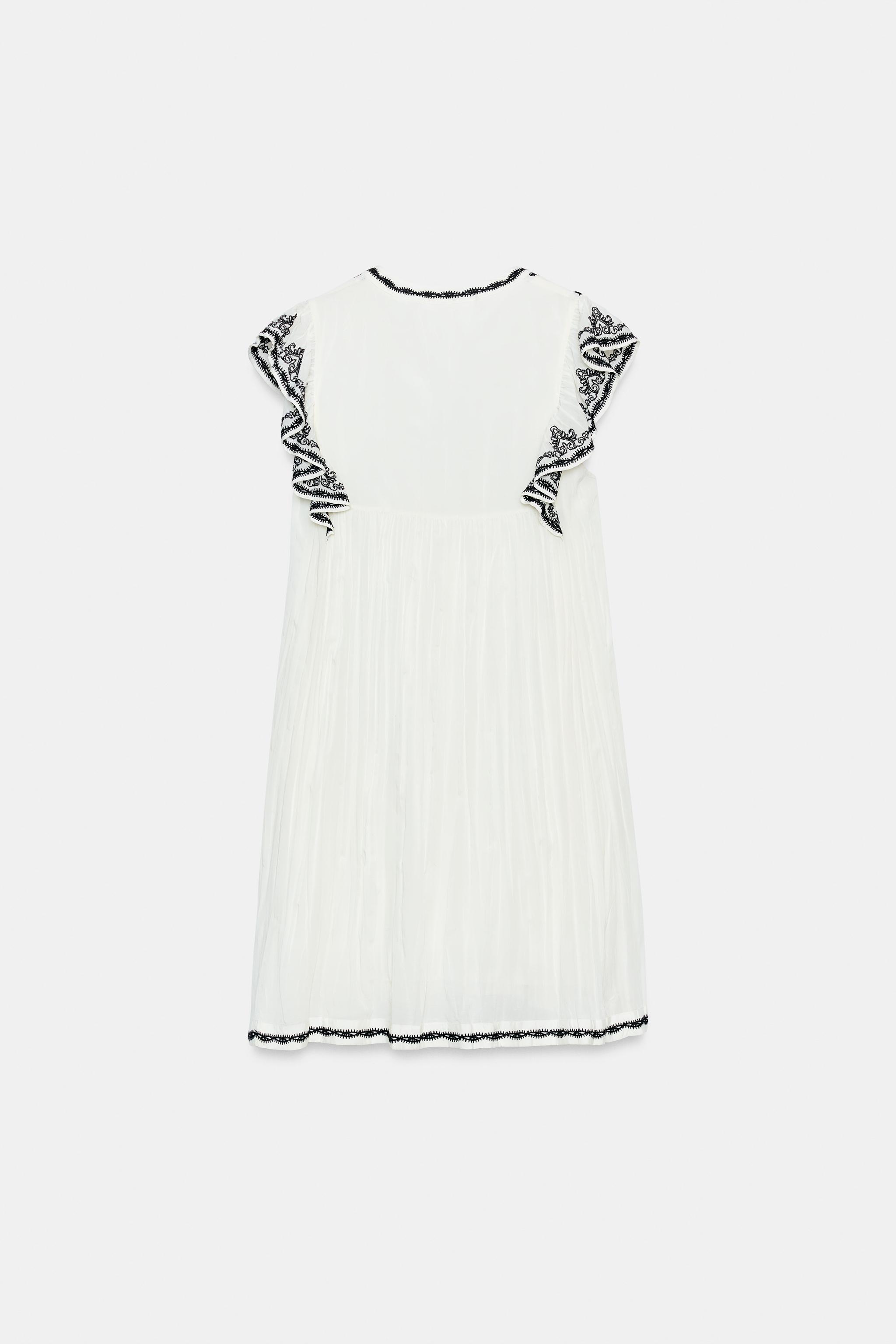 ZW COLLECTION CONTRAST EMBROIDERED DRESS - Black / White | ZARA United States ZW COLLECTION CONTRAST EMBROIDERED DRESS - Black / White | ZARA United States