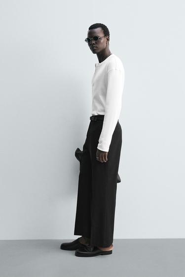LOOSE-FITTING FLARED TROUSERS - Black by Zara - Image 3