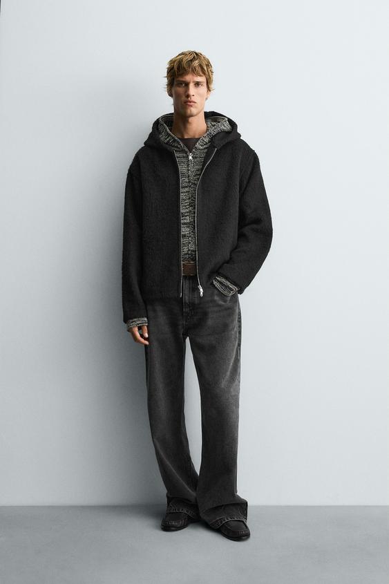 FAUX FUR HOODED OVERSHIRT