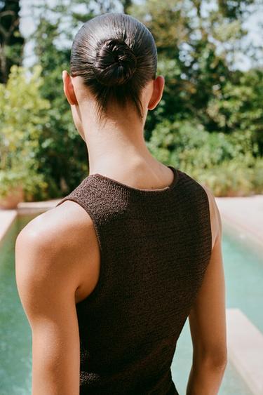 TOP LONG EN MAILLE STRUCTURÉE - Chocolat de Zara - Image 1