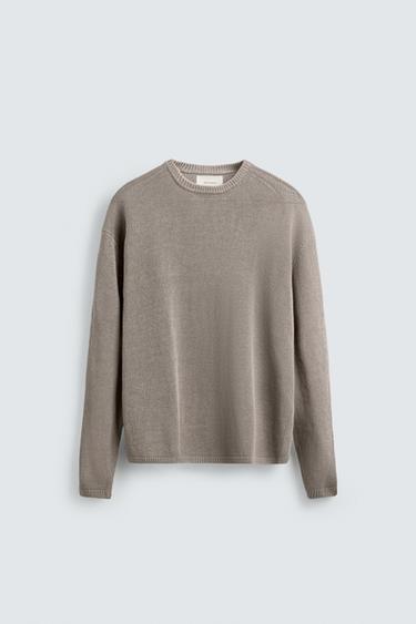 PULL REGULAR FIT 100% LIN - Gris taupe de Zara