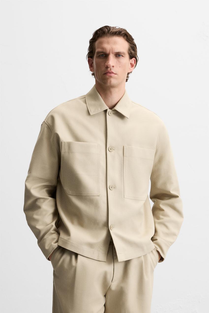ポケット付きシャツジャケット - ベージュ | ZARA Japan / 日本