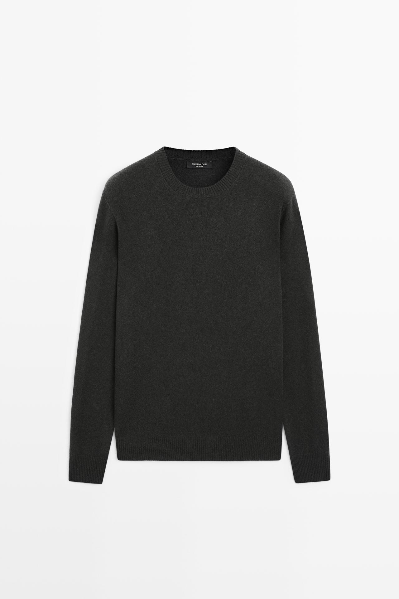 Wool blend round neck knit sweater — Anthracite Gray