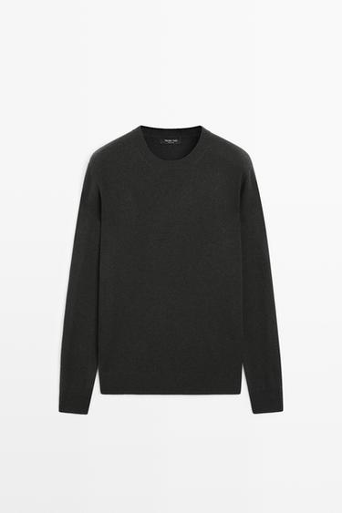 Wool blend round neck knit sweater — Anthracite Gray 1