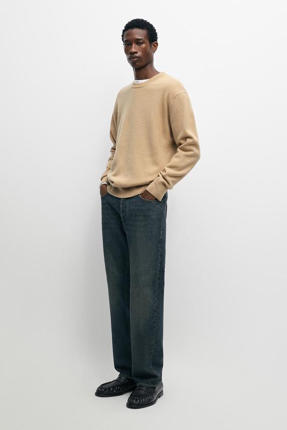 Zara 100% wool knit sweater with round neck - Mid-camel - Image 0
