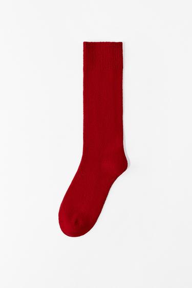TALL WOOL BLEND SOCKS - Red by Zara