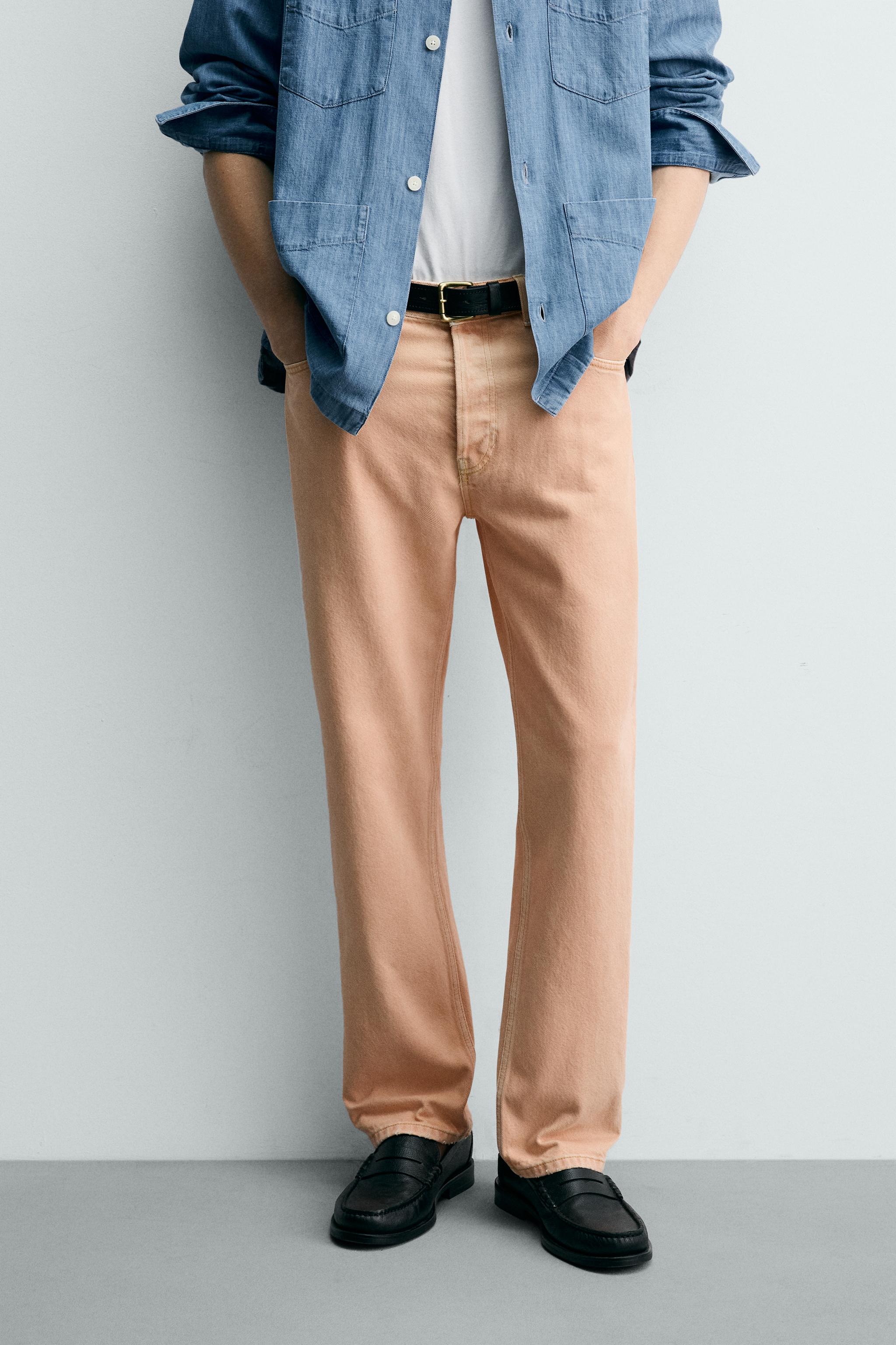 FADED WASH STRAIGHT-LEG JEANS — Orange (alternate view)