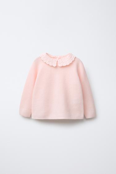 STRICKPULLOVER MIT HÄKELSTRICKKREAGEN - Rosa von Zara