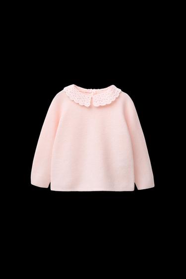 JERSEY PUNTO CUELLO PUNTO CROCHET - Rosa de Zara - Imagen 0