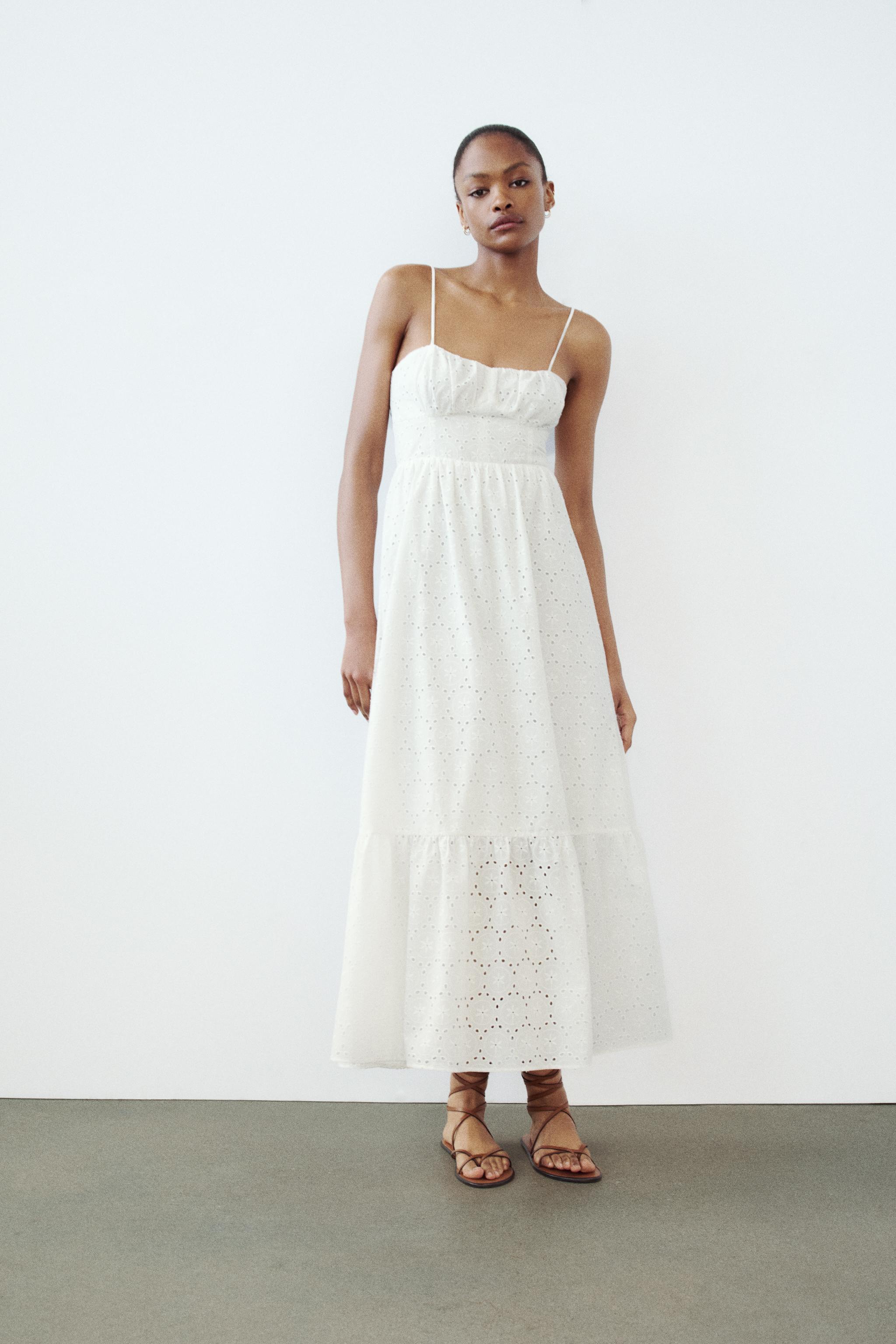 OPENWORK EMBROIDERY MIDI DRESS - White | ZARA United States