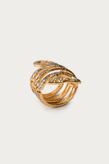 MARISA BERENSON X ZARA SNAKESKIN PRINT METAL BRACELET - Golden by Zara - Image 3
